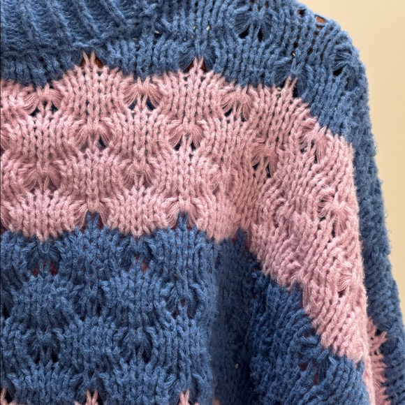 Cotton Candy Textured Striped Sweater - Blue and Pink - Picture 3 of 4
